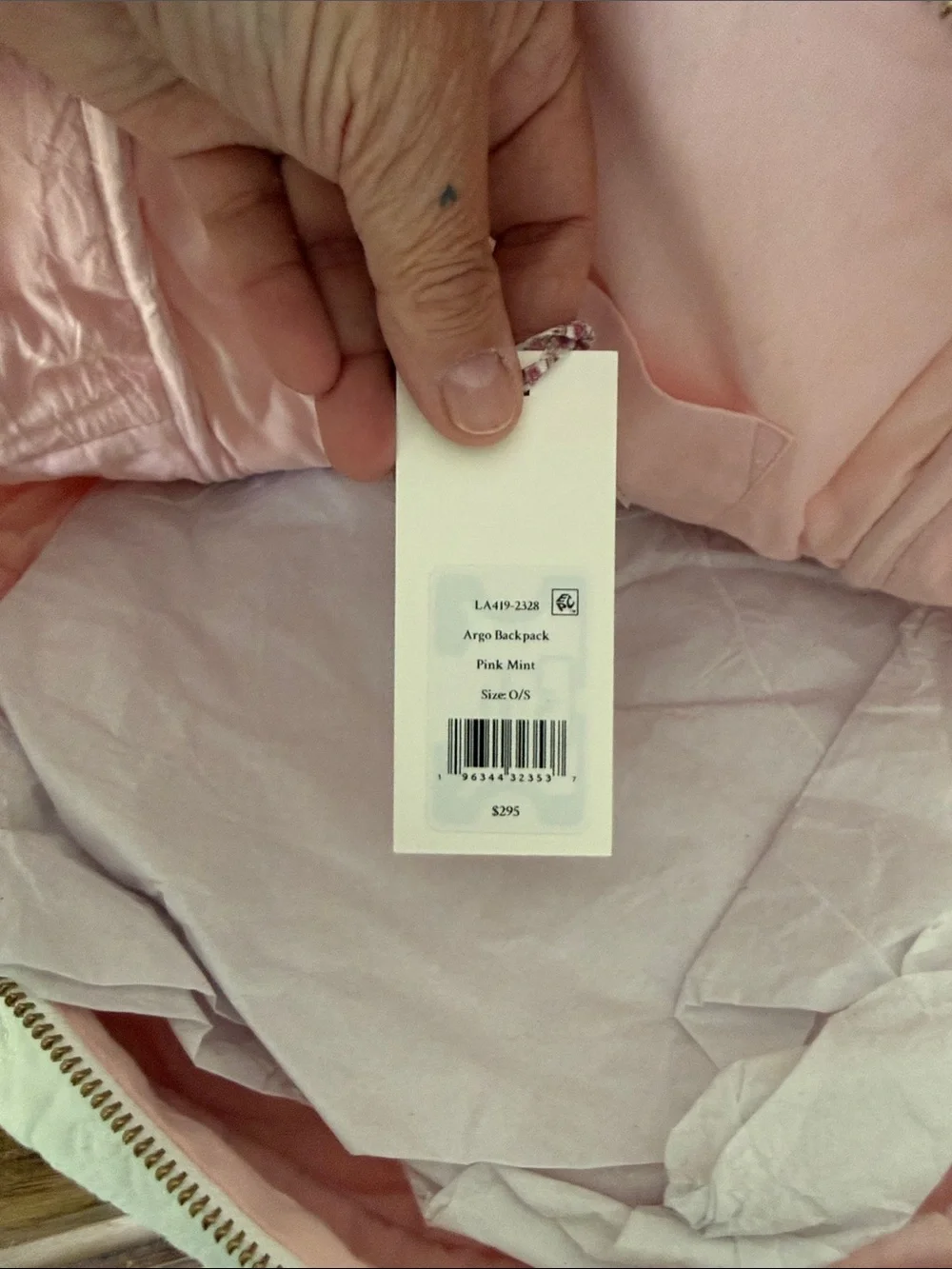 NWT LoveShackFancy Quilted Floral Cream and Pink Backpack with Bow Accent